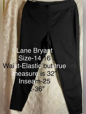 Lane Bryant Black Pull-On Elastic Waist w/a Tapered Ankle Size-14/16